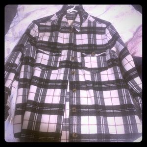 Black and white with red checkered flannel